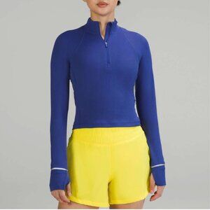 Lululemon Athletica Its Rulu Run Cropped Half Zip Ribbed in the Color Psychic